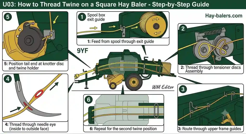 How to Thread Twine on a Square Hay Baler Correctly How to Thread Twine on a Square Hay Baler Correctly